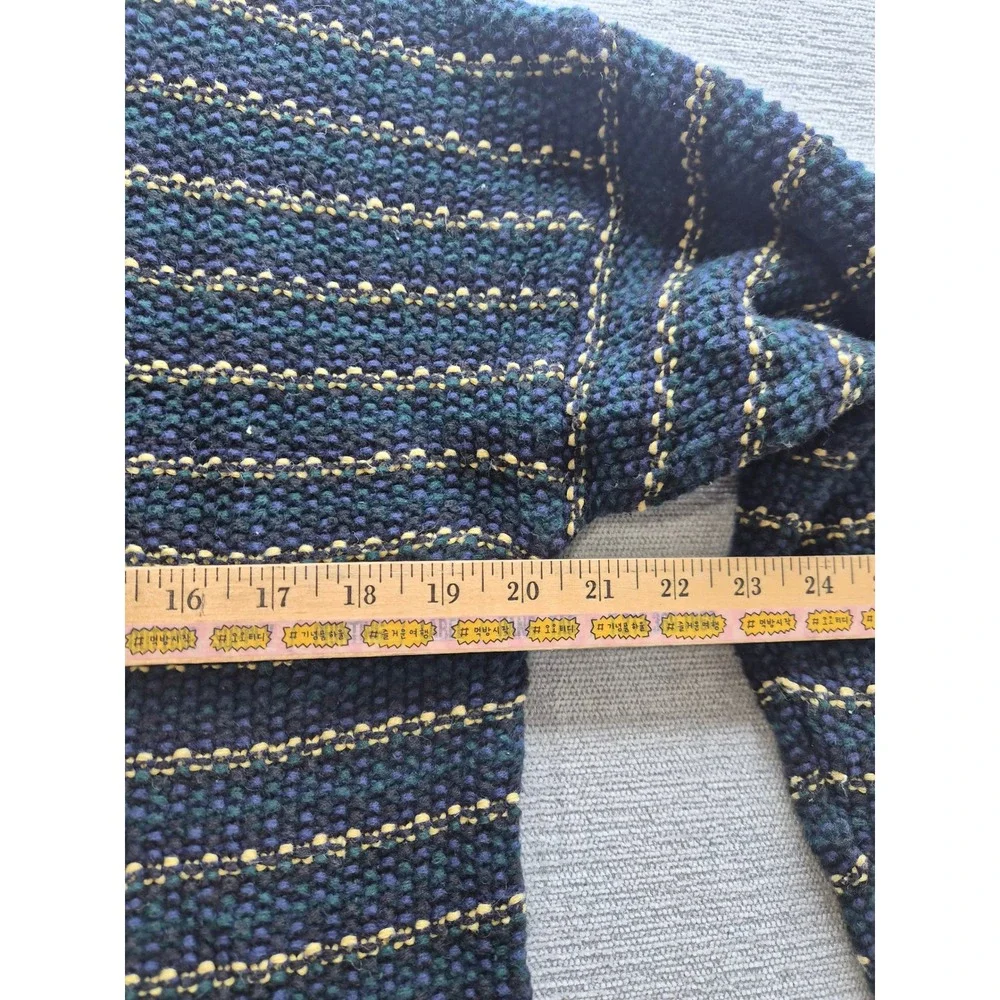 Express Tricot Sweater Womens Small Blue Striped Ramie Chunky Knit Boat Neck